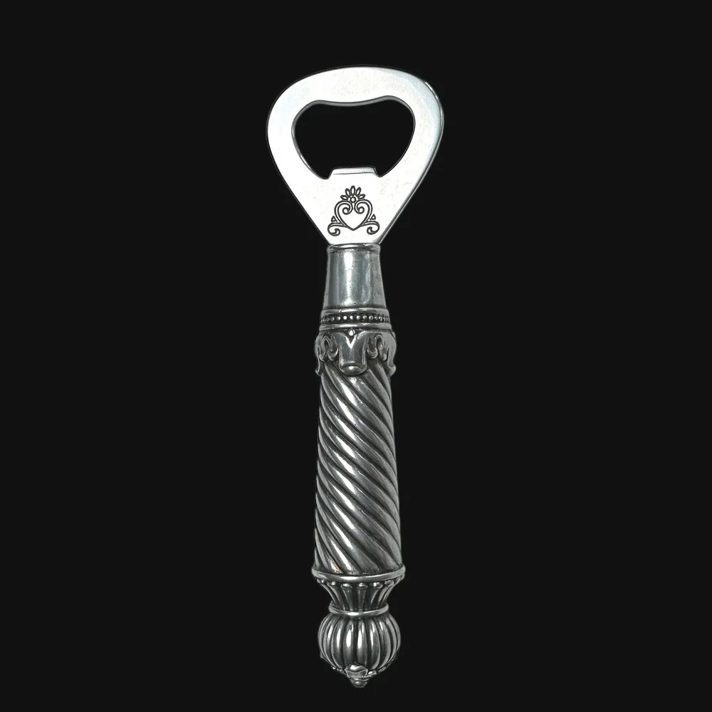 Brighton Silver Plated Scroll Heart Spiral Twist Handle Bottle Opener Barware‎